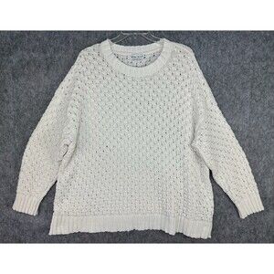 Ava Viv Cream Crew Neck Open Knit Women’s 4x Sweater